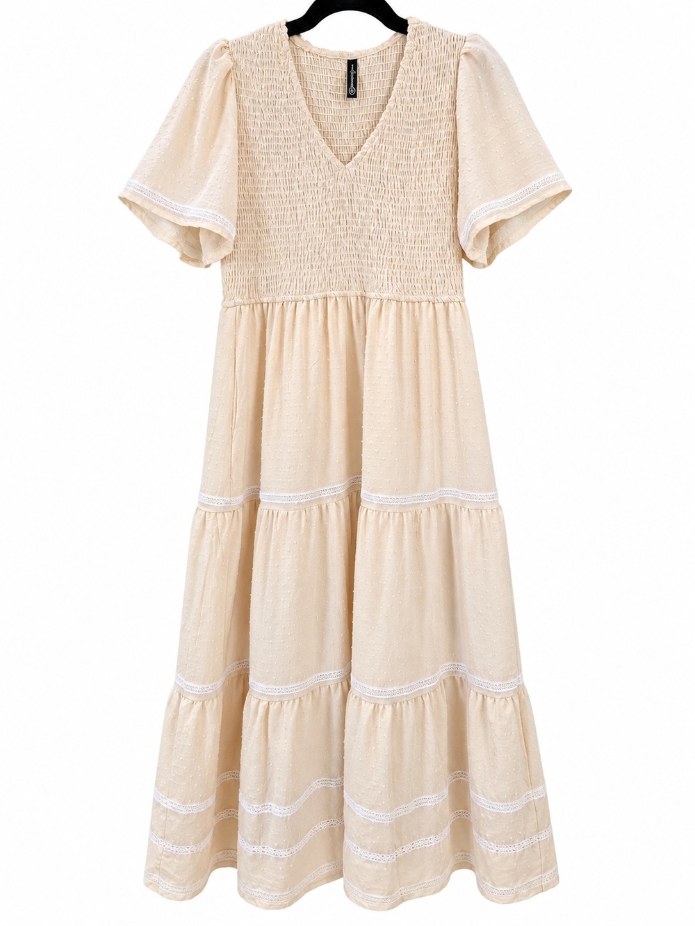 PrettyGarden Women's Maxi Dress in Cream Like New